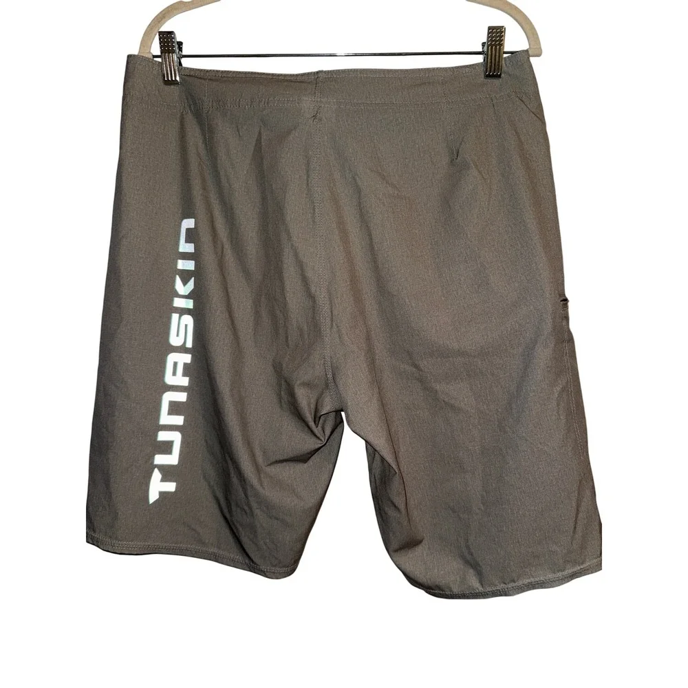 Tunaskin Men's Gray Board Shorts Size 32 Swim Trunks‎ Zip Pocket